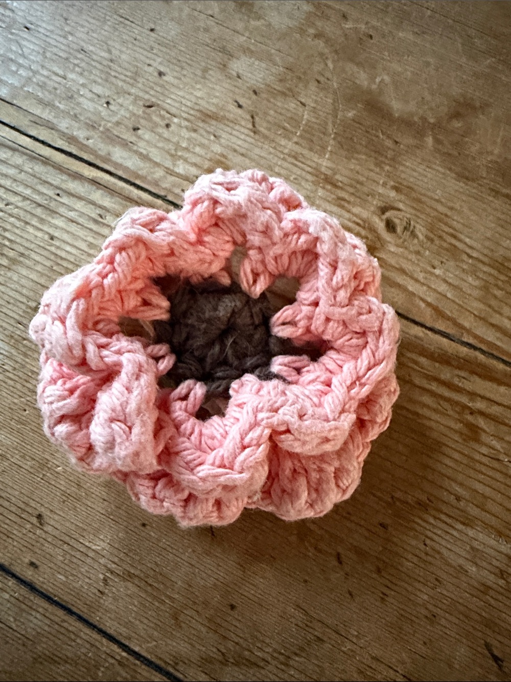 Boho style Hand crocheted knit  pink flower accessory